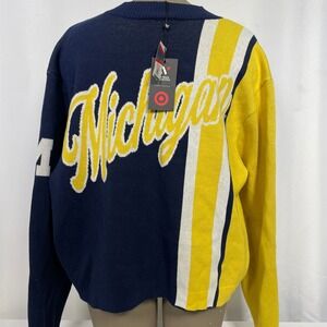 Michigan Wolverines NCAA The Wild Collective Navy Yellow Cardigan Women's XL NWT